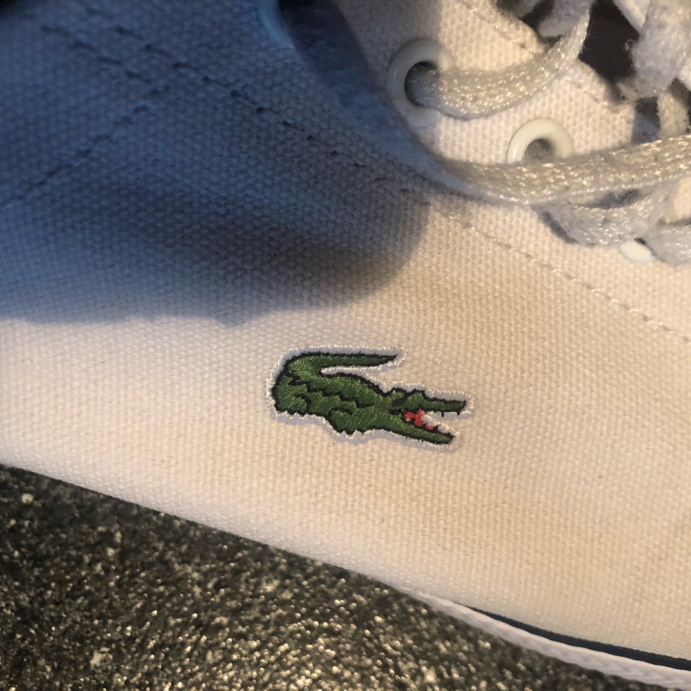 Lacoste White Canvas Sneakers size 10.5 - Picture 7 of 15